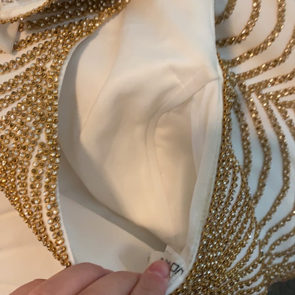 Jovani White & Gold Cocktail Dress Size 4 - Picture 7 of 9